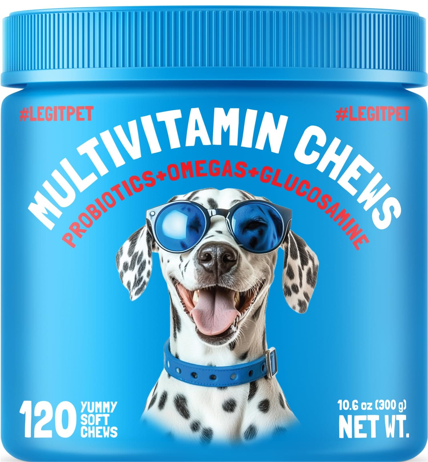 Dog Vitamins - 120 Multivitamins Chews w/Glucosamine Chondroitin, Probiotics Digestive Enzymes and Omegas - Supplement for Overall Health - Joint Support, Immune Health, Skin and Heart Health
