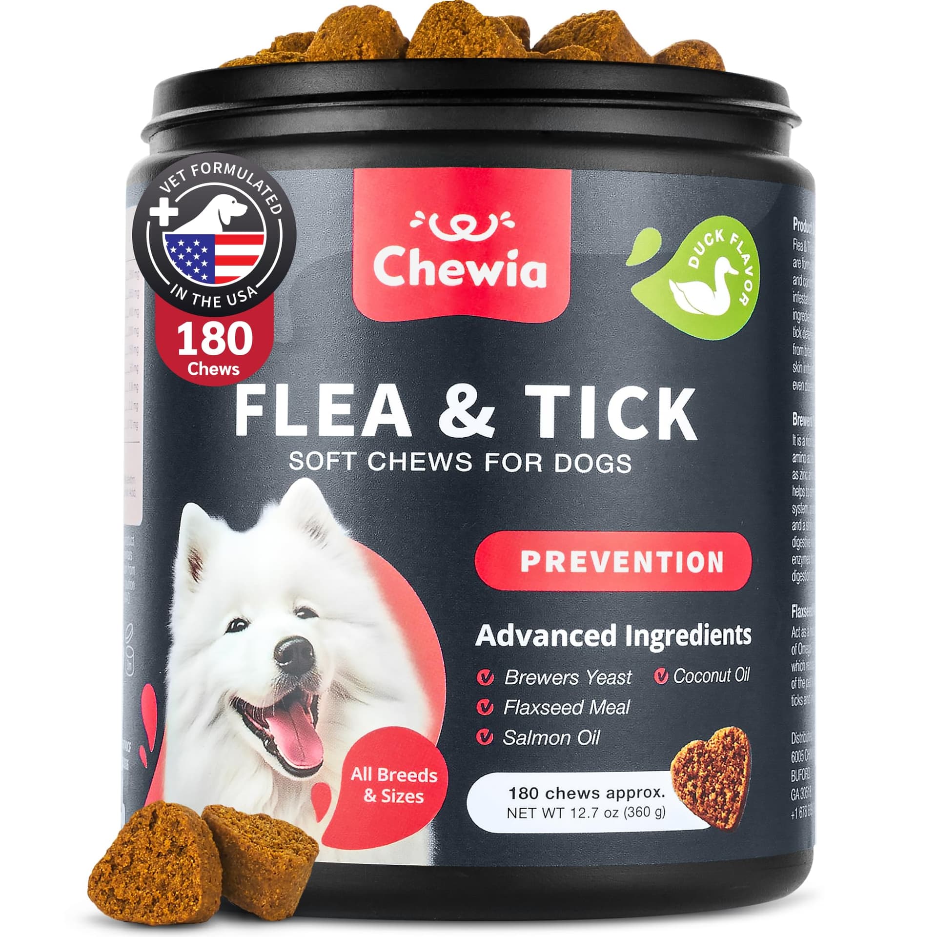 Dog Flea and Tick Treatment Chews - Flea and Tick Prevention for Dogs - Flea & Tick Chewables - Natural Dog Flea & Tick Control Soft Treats - Flea Chewables for Dogs - Immune Support Supplement